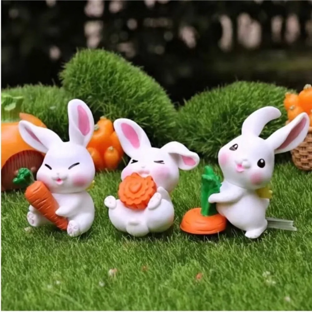 Easter Bunny Decoration 6pcs Mini Rabbit Miniature Bunny Doll House Artsy Gift
